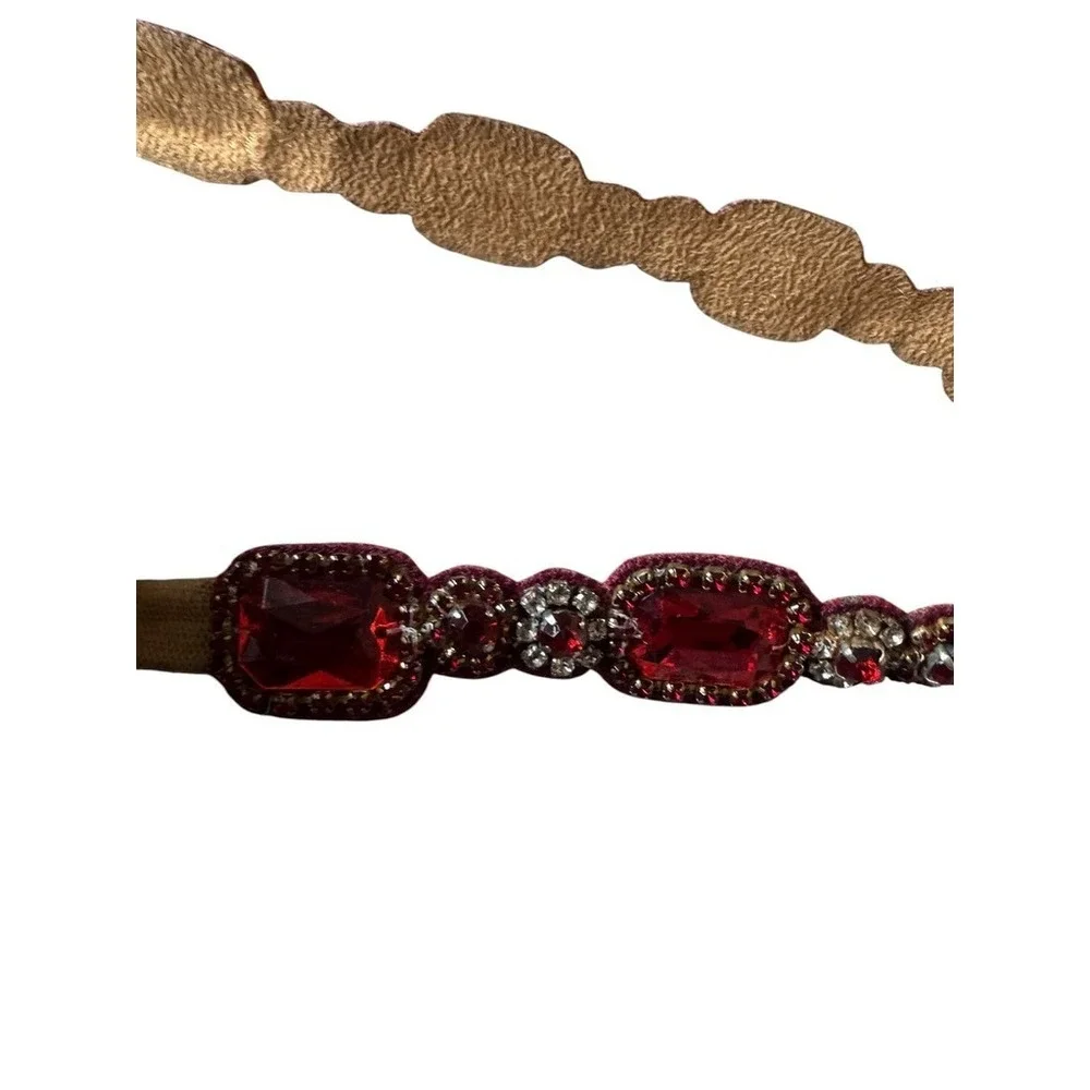 Vintage Ruby Red emerald cut stone womens pretty belt size Large y2k jeweled